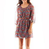 Thumbnail for your product : My Michelle Short-Sleeve Print Belted Chiffon Dress