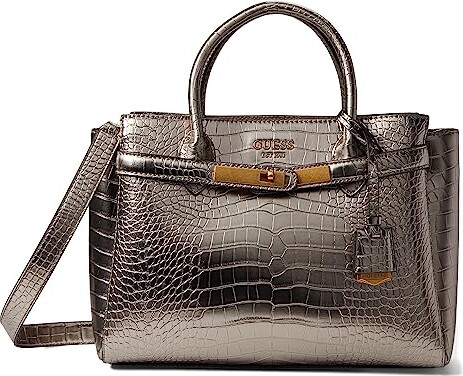 GUESS Enisa High Society Satchel (Pewter) Handbags - ShopStyle