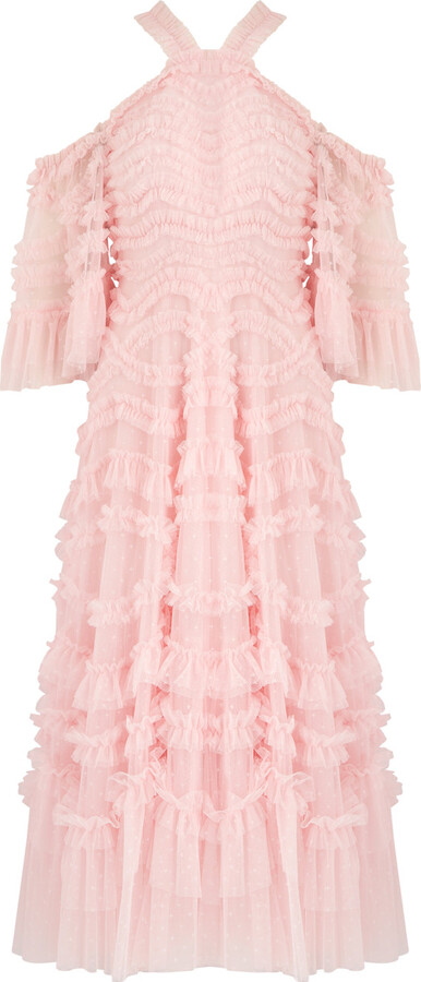 Needle & Thread Bronte Off-the-shoulder Ruffled Tulle Gown