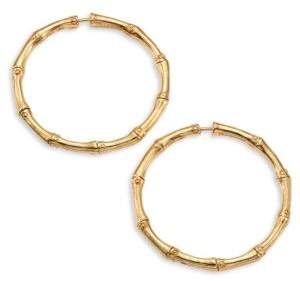 John Hardy Bamboo Medium 18K Yellow Gold Hoop Earrings/1.25"