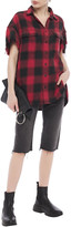 Thumbnail for your product : R 13 Distressed Checked Cotton-flannel Shirt