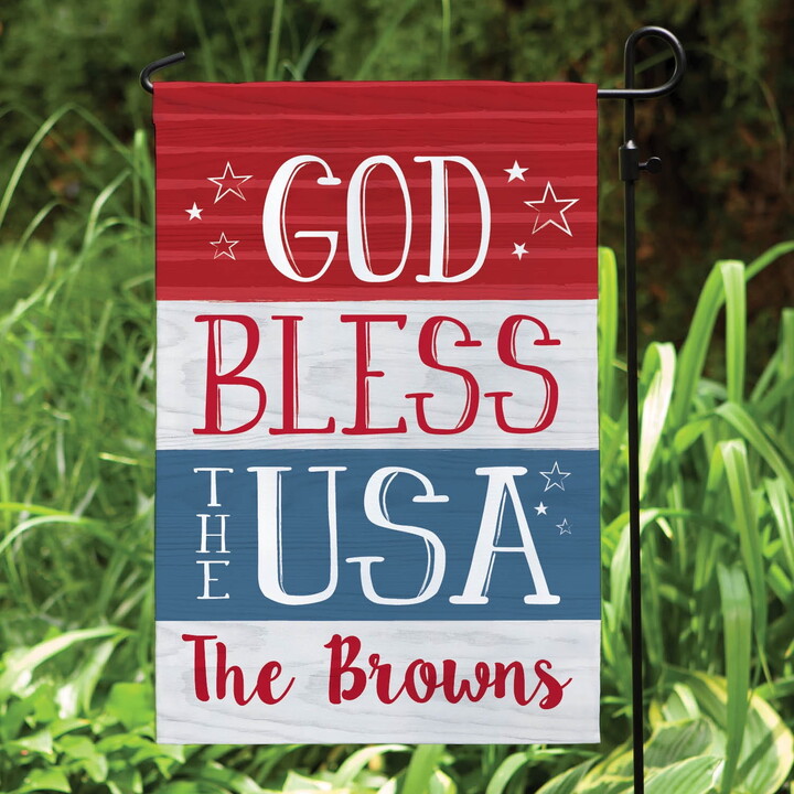 Personalized Planet God Bless the USA Garden Flag