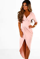 Thumbnail for your product : Pink Boutique Rumour Mill Rose Pink Asymmetric Wrap Front Maxi Dress