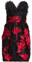 Thumbnail for your product : Milly Strapless Faux Feather-Embellished Fil Coupé Jacquard Mini Dress