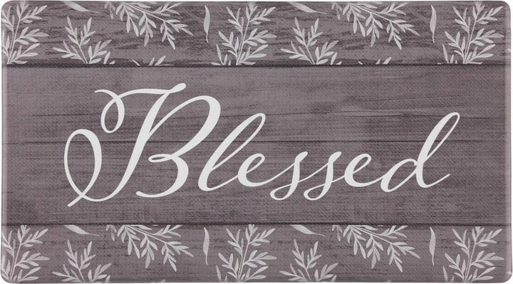 J&V Textiles Cloud Comfort Multi-Colored Blessed 20 in. x 36 in. Indoor Anti-Fatigue Kitchen Mat