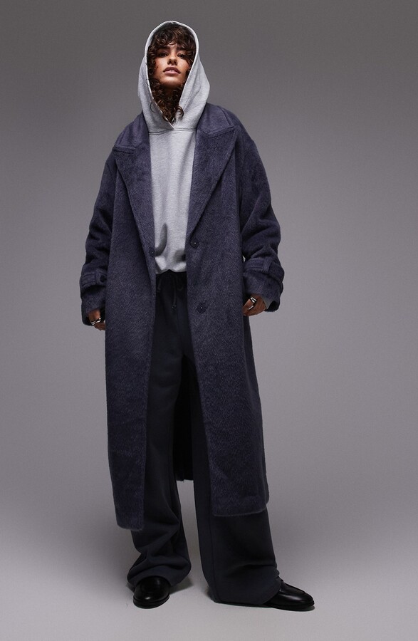 Topshop Chuck On Faux Fur Longline Coat