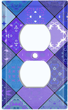 WorldAcc Vintage Purple Elegant Diagonal Pattern 1-Gang Duplex Outlet Wall Plate