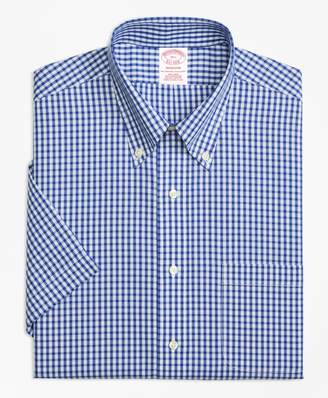 Brooks Brothers Madison Classic-Fit Dress Shirt, Non-Iron Framed Check Short-Sleeve