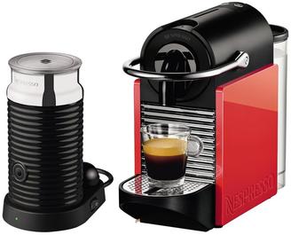 Nespresso Magimix Pixie Clips White/Neon Coral and Aeroccino 3 Coffee Machine