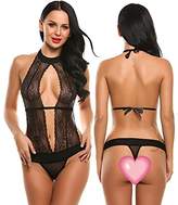 Thumbnail for your product : Avidlove Women Sexy Lingerie Lace Halter One Piece Teddy Babydoll Bodysuit