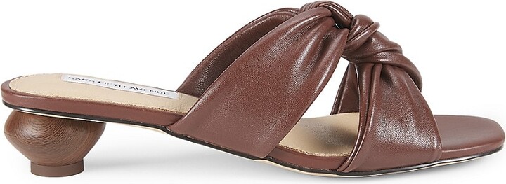Saks Fifth Avenue 30MM Leather Knot Slide Sandals