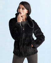 Thumbnail for your product : Belle Fare Knitted Mink Fur Bomber Jacket, Black