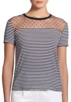 Thumbnail for your product : RED Valentino Striped Point d'Esprit Tee