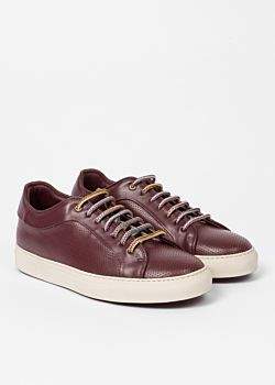 Paul Smith Women's Burgundy Perforated Leather 'Basso' Trainers
