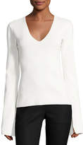 Thumbnail for your product : SOLACE London Orlina V-Neck Slit-Cuff Crepe Top