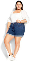 Thumbnail for your product : City Chic Ruffle Waist Short - mid denim