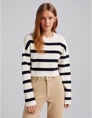 Bershka stripe cropped sweater in multi - ShopStyle