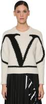 Thumbnail for your product : Valentino VLOGO INTARSIA ALPACA CROPPED SWEATER