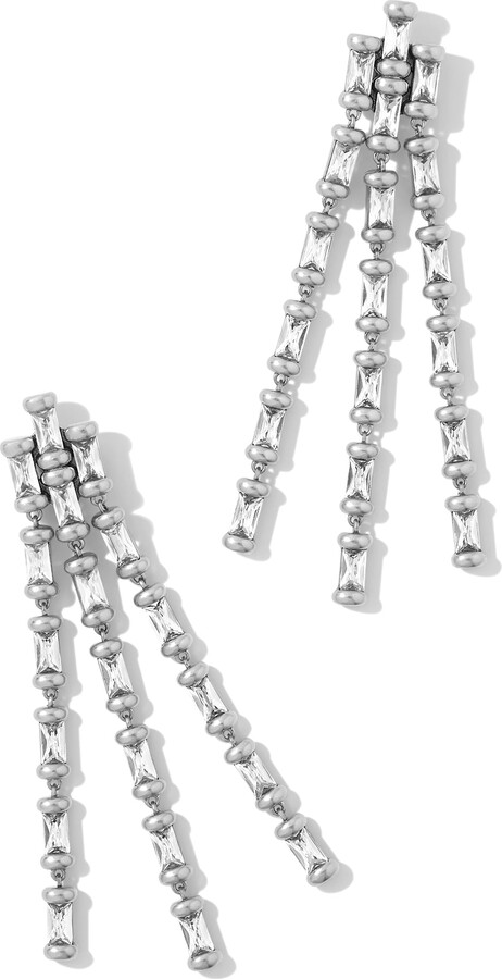 Kendra Scott Ember Vintage Silver Crystal Statement Earrings in White Crystal | Crystal/Metal