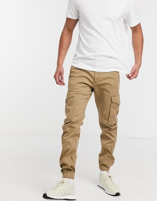 Jack and Jones Intelligence slim fit cargo pants with cuff in sand -  ShopStyle Chinos & Khakis