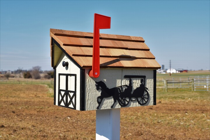 Etsy Amish Handmade Barn Mailbox | Black Buggy Silhouette