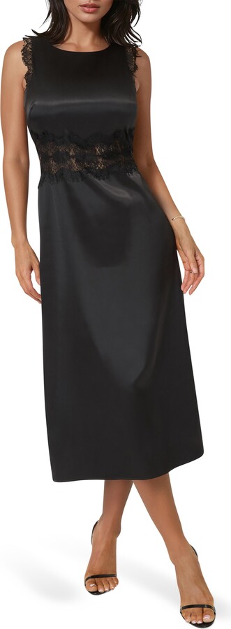 Bebe Lace Trim Satin Cocktail Dress
