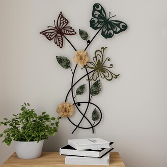 Lavish Home Floral Butterfly Metal Wall Art - Rustic Butterflies