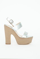 Thumbnail for your product : Missguided Jeniffer Silver Platform Heeled Sandals