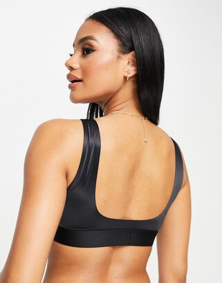 Calvin Klein Gloss wet look square neck unlined bralette in black -  ShopStyle Bras