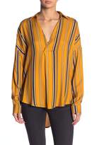 Thumbnail for your product : Mustard Seed Striped Hi-Lo Split Neck Top