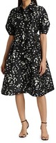 Thumbnail for your product : Teri Jon by Rickie Freeman Printed Jacquard Belted Shirtdress