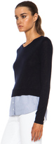 Thumbnail for your product : Band Of Outsiders Cashmere Crewneck Silk-Blend Sweater with Shirttail in Navy
