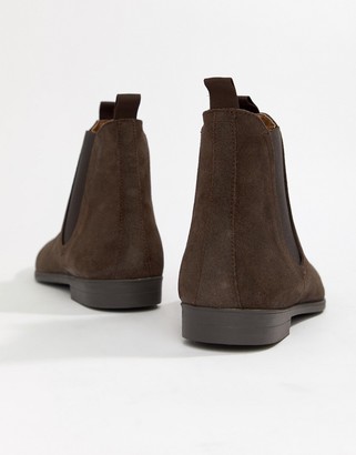 H By Hudson Wide Fit Atherston chelsea boots in brown suede