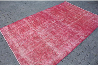 Bungalow Rose Vintage Handwoven Turkish Rug in Vibrant Red for Unique Home Decor and Floor Styling