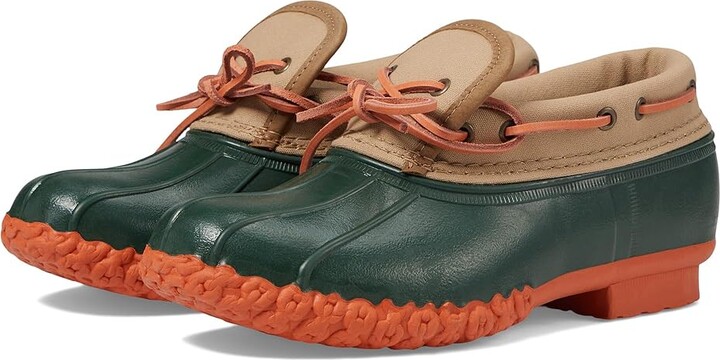 L.L. Bean Rubber Moc Canvas Women's Racing Boots Tan/Forest Shade/Sail Orange : 7.5 B - Medium