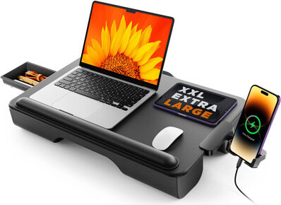 Orren Ellis Laptop Lap Desk Portable Laptop DeskLightweight Lap Tray Table With Storage Drawer Lap Desk With Cushion Lap Stand For Bed & Couch