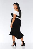 Thumbnail for your product : Quiz Curve Black And White Bardot Dip Hem Dress