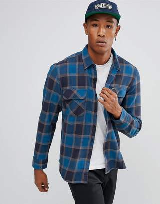 Brixton Bowery Flannel Check Shirt in Blue