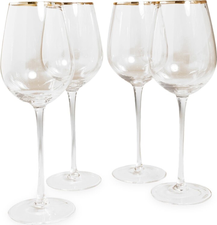 Rachel Parcell Set of 4 Gold Rim Wine Glasses ShopStyle