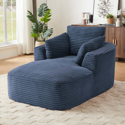 Mercer41 Oversized Corduroy Chaise Lounge Chair, Comfy Modern Sofa with No Assembly, Perfect for Living Room and Dorm