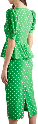 Alessandra Rich Ruched Embellished Polka-dot Silk Crepe De Chine Midi Dress