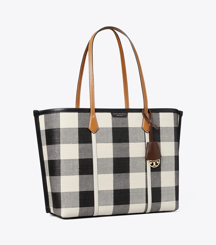 Tory Burch Perry Gingham Triple-Compartment Tote Bag - ShopStyle