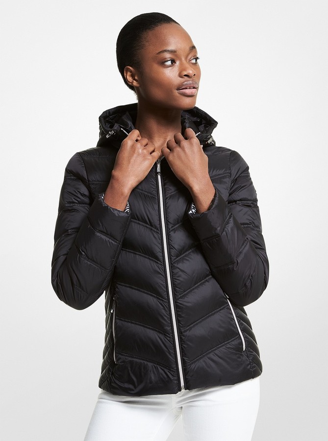 michael kors quilted nylon packable hooded puffer jacket