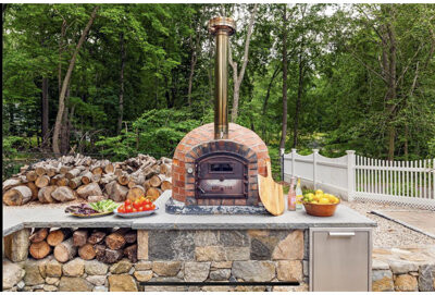 Authentic Pizza Ovens Lisboa Built-In Wood-Fired Pizza Oven in Red