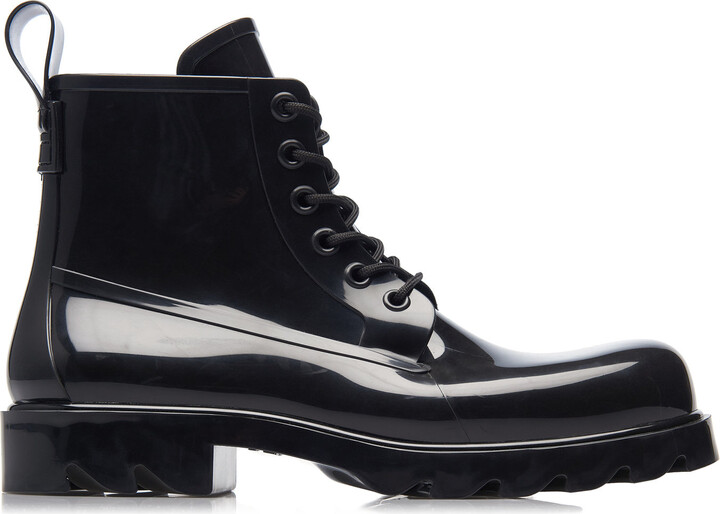 Lace-Up Rubber Ankle Boots