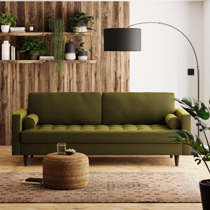 Dunelm Zoe Velvet 4 Seater Sofa Green ShopStyle