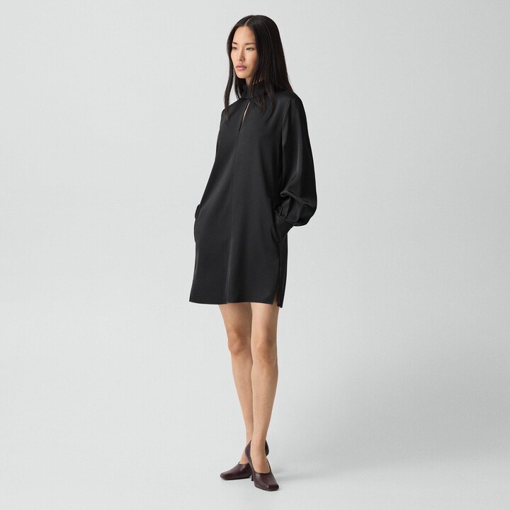 Blouson Sleeve Dress in Satin