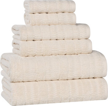 Superior Mika Smart Twist Viscose Cotton Blend Medium Weight Solid Textured Ribbed 6 Piece Towel Set