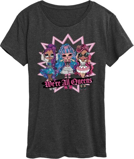Women's LOL Surprise! We're All Queens Short Sleeve Graphic T-Shirt - Heather Charcoal - 2 X-Large