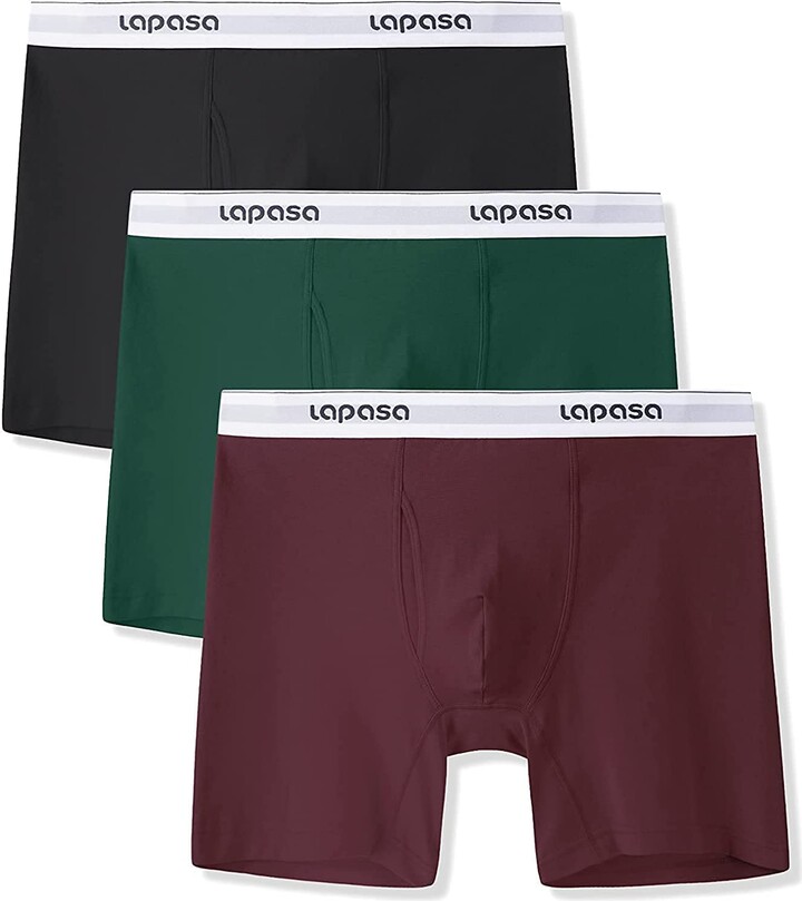 LAPASA Men's Long Leg Boxer Briefs Premium Cotton Stretch Midway